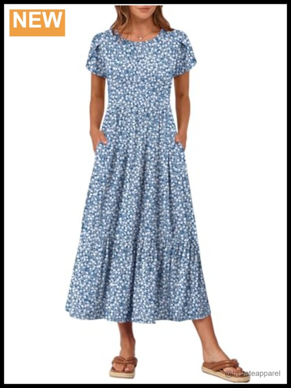 Petal Short Sleeve Maxi Dress with Pockets